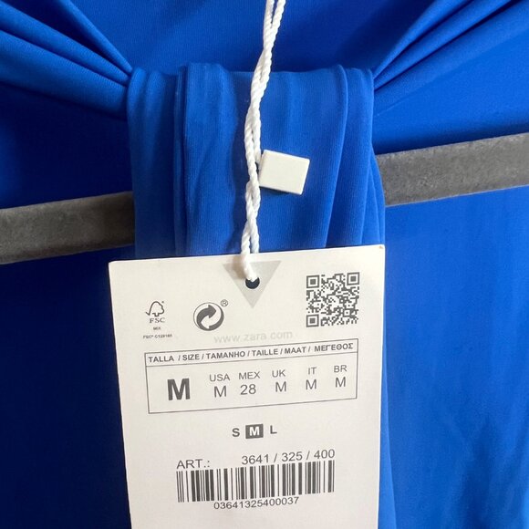 Zara Women Knotted Neckline Bodysuit - Size M - Blue - Picture 4 of 9